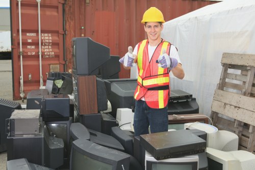 Skips and recycling bins on a Holborn street